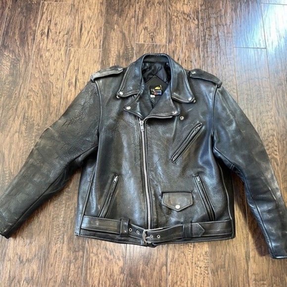 Vintage Heavy Motorcycle Jacket with Eagle Patch - Picture 4 of 9